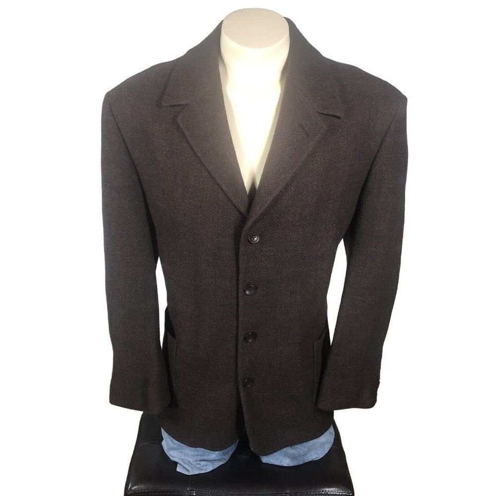 Men's Milano Uomo Brown 100% Virgin Wool Blazer 44R Lightweight Sport Coat